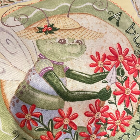 Gardens Angel Bug Decorative Pillow With Red Floral Design & Green Backing - Picture 8 of 8